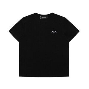 Alo Yoga Loose Embroidered Printed T-Shirt Black